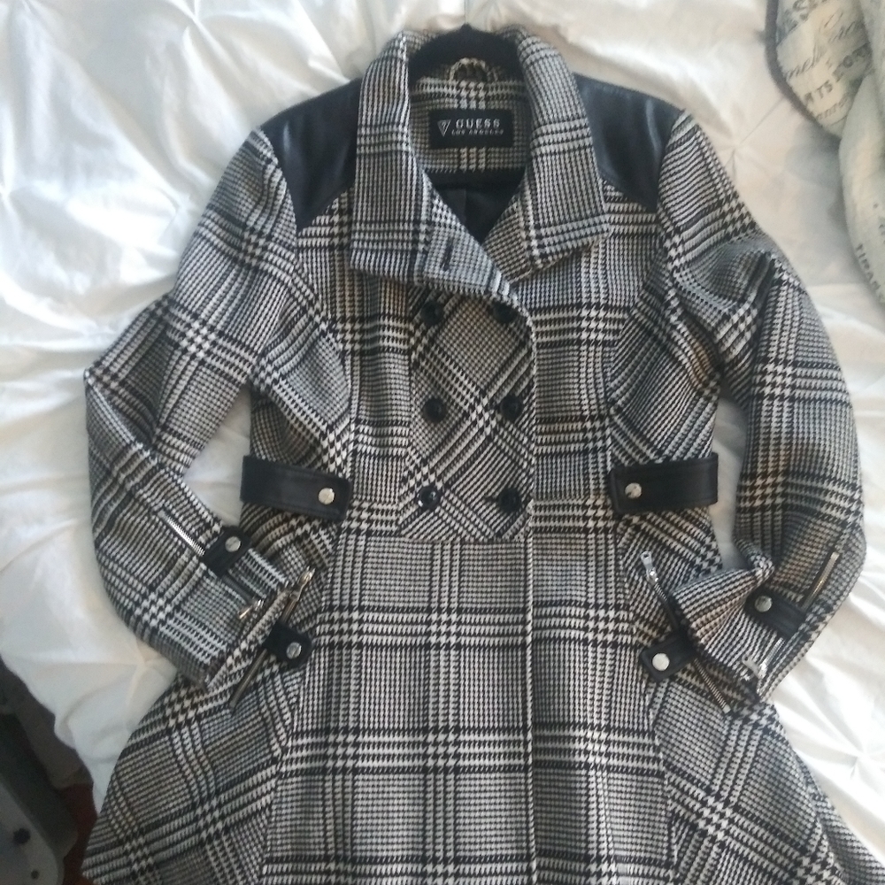 Guess Winter Coat A-line XL faux leather trim